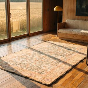 Allover Geometric Antique Indian Hand Knotted Cotton Pile Agra Rug (SKU 21140) - room view