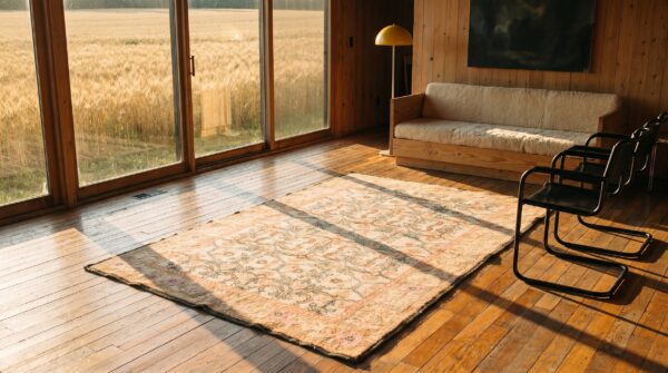 Allover geometric antique indian hand knotted cotton pile agra rug 6 Allover geometric antique indian hand knotted cotton pile agra rug (sku 21140) - room view