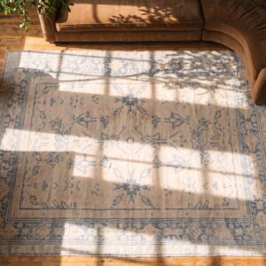 Antique Allover Geometric Wool Hand Knotted Pile Ivory Beige Cream White 1920s Rug (SKU 21150) - styled overhead view