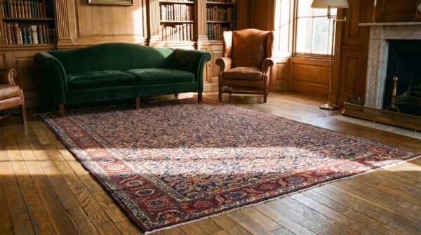 Antique allover herati design blue color wide gallery size nw persian rug 11 Antique allover herati design blue color wide gallery size nw persian rug (sku 22638) - room view