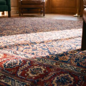 Antique Allover Herati Design Blue Color Wide Gallery Size NW Persian Rug (SKU 22638) - in-room detail