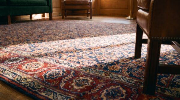 Antique allover herati design blue color wide gallery size nw persian rug 12 Antique allover herati design blue color wide gallery size nw persian rug (sku 22638) - in-room detail