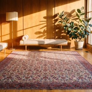 Allover Herati Pattern Light Ivory Color Antique Persian Malayer Gallery Rug (SKU 21318) - room view