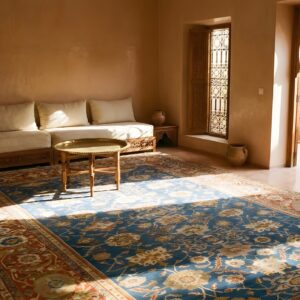 Allover Large Scale Arts and Crafts Pattern Antique Light Blue Color Big Persian Sultanabad Rug (SKU 24881) - room view