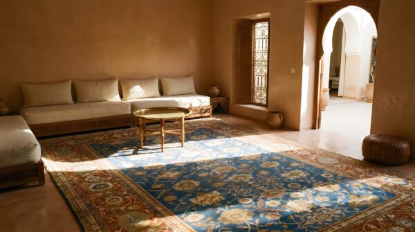 Allover large scale arts and crafts pattern antique light blue color big persian sultanabad rug 8 Allover large scale arts and crafts pattern antique light blue color big persian sultanabad rug (sku 24881) - room view
