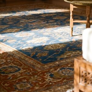 Allover Large Scale Arts and Crafts Pattern Antique Light Blue Color Big Persian Sultanabad Rug (SKU 24881) - in-room detail