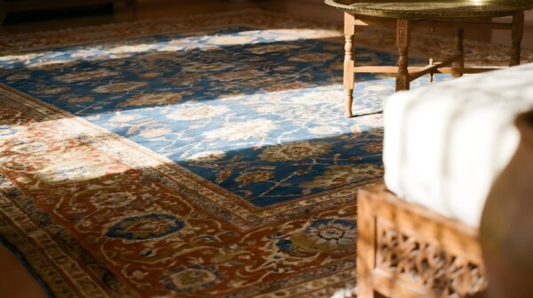 Allover large scale arts and crafts pattern antique light blue color big persian sultanabad rug 9 Allover large scale arts and crafts pattern antique light blue color big persian sultanabad rug (sku 24881) - in-room detail