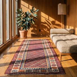 Allover Tribal Design Antique Kurdish Persian Blue Hallway Runner Rug (SKU 18712) - room view
