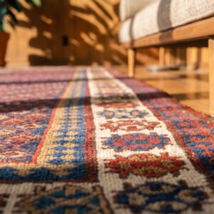 Allover Tribal Design Antique Kurdish Persian Blue Hallway Runner Rug (SKU 18712) - in-room detail