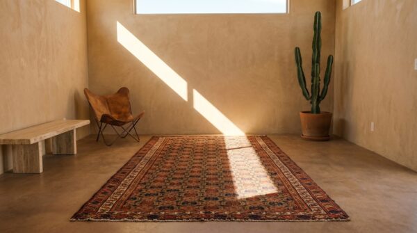 Antique allover tribal geometric earth tone northwest persian area rug 13 Antique allover tribal geometric earth tone northwest persian area rug (sku 19035) - room view