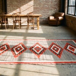 Allover Tribal Antique Gray Tribal Geometric Flat Weave Native American Navajo Rug (SKU 20581) - room view
