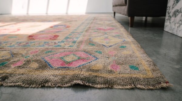 Antique allover tribal pattern indian cotton agra area rug (sku 21032) - in-room detail