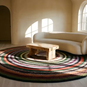 Antique American Braided Round Rug with Circular Pattern (SKU 23741) - room view