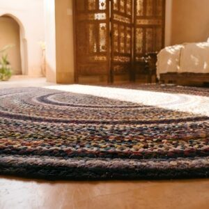 Antique American Braided Round Geometric Area Rug (SKU 25666) - in-room detail