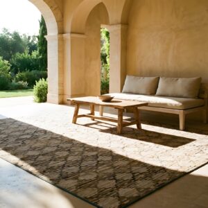 Antique American Earth Tone Color Room Size Folk Art Hooked Rug (SKU 24930) - room view