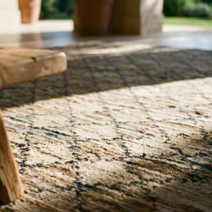 Antique American Earth Tone Color Room Size Folk Art Hooked Rug (SKU 24930) - in-room detail