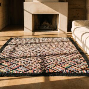 Antique American Folk Art Basket Weave Design Hooked Rug (SKU 20290) - room view