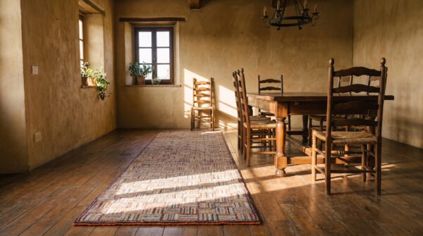 Antique american folk art hooked wool hallway runner rug 7 Antique american folk art hooked wool hallway runner rug (sku 20792) - room view
