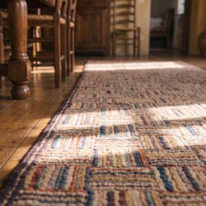 Antique American Folk Art Hooked Wool Hallway Runner Rug (SKU 20792) - in-room detail