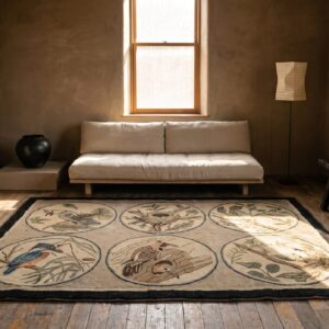 Antique American Folk Art Naturalist Design Hooked Bird Rug (SKU 20225) - room view