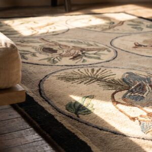 Antique American Folk Art Naturalist Design Hooked Bird Rug (SKU 20225) - in-room detail