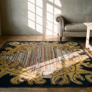 Antique American Folk Art Square Hooked Rug (SKU 18426) - room view