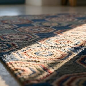 Antique American Geometric Hooked Hallway Runner Rug - Loop Pile (SKU 25035) - in-room detail