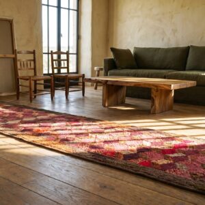Antique American Geometric Layered Cube Pattern Hallway Runner Folk Art Rug (SKU 20535) - room view