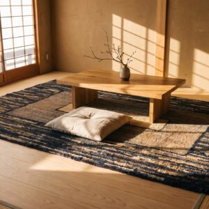Antique American Geometric Medallion Square Folk Art Hooked Rug (SKU 23659) - room view