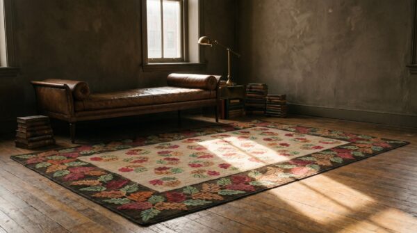 American hooked 1900s antique hallway runner ivory wool rug 6 American hooked 1900s antique hallway runner ivory wool rug (sku 20098) - room view