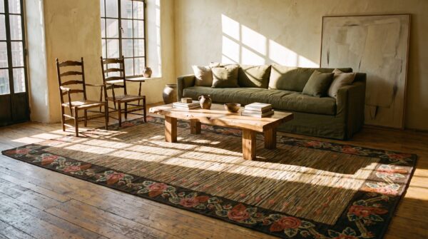 Wool american hooked 1930s hallway runner antique rug 8 Wool american hooked 1930s hallway runner antique rug (sku 20220) - room view