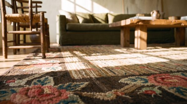 Wool american hooked 1930s hallway runner antique rug 9 Wool american hooked 1930s hallway runner antique rug (sku 20220) - in-room detail