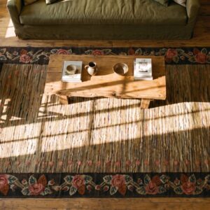 Wool American Hooked 1930s Hallway Runner Antique Rug (SKU 20220) - styled overhead view