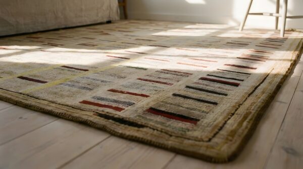 Antique american hooked rug american allover 1920s 10 Antique american hooked rug american allover 1920s (sku 23860) - in-room detail