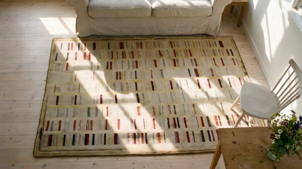 Antique american hooked rug american allover 1920s 2 Antique american hooked rug american allover 1920s (sku 23860) - styled overhead view