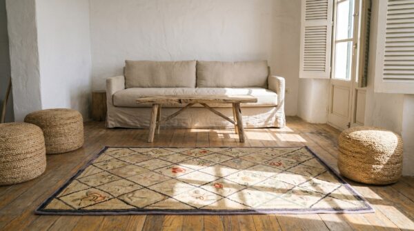 Antique american hooked allover floral rug (sku 17290) - room view