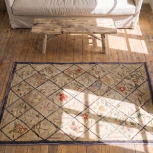 Antique American Hooked Allover Floral Rug (SKU 17290) - styled overhead view
