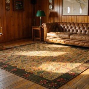 Antique American Hooked Allover Floral Wool 1880s Square Rug (SKU 20235) - room view