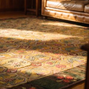 Antique American Hooked Allover Floral Wool 1880s Square Rug (SKU 20235) - in-room detail