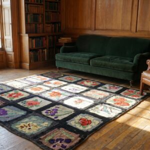 Antique American Hooked Allover Floral Square Rug (SKU 18530) - room view