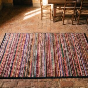 Antique American Hooked Allover Geometric Rug (SKU 17662) - styled overhead view