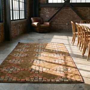 Antique American Hooked Allover Geometric Wool Brown Earth Tone 1940s Rug (SKU 20512) - room view