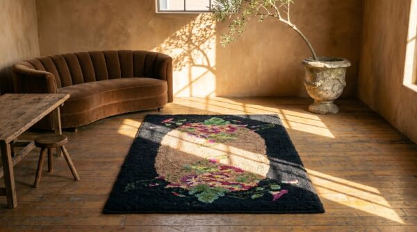 Antique american hooked rug america 1940s 5 Antique american hooked rug america 1940s (sku 18699) - room view