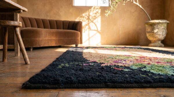 Antique american hooked rug america 1940s 6 Antique american hooked rug america 1940s (sku 18699) - in-room detail