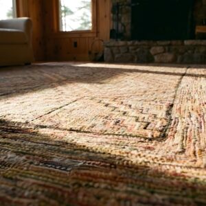 Antique American Hooked America Allover Geometric - Loop Pile Rug (SKU 25220) - in-room detail