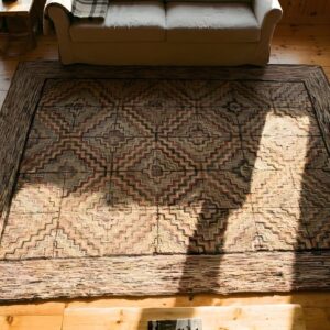 Antique American Hooked America Allover Geometric - Loop Pile Rug (SKU 25220) - styled overhead view