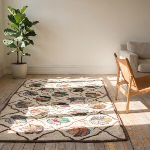Antique American Hooked Rug America Ivory 1920s (SKU 20542) - room view