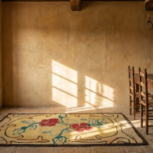 Antique American Hooked Rug America Yellow 1920s (SKU 18431) - room view
