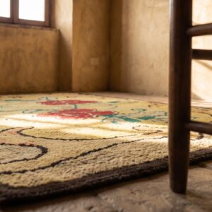 Antique American Hooked Rug America Yellow 1920s (SKU 18431) - in-room detail