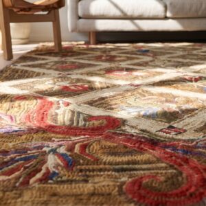 Antique American Hooked Rug American Brown 1870s (SKU 20186) - in-room detail